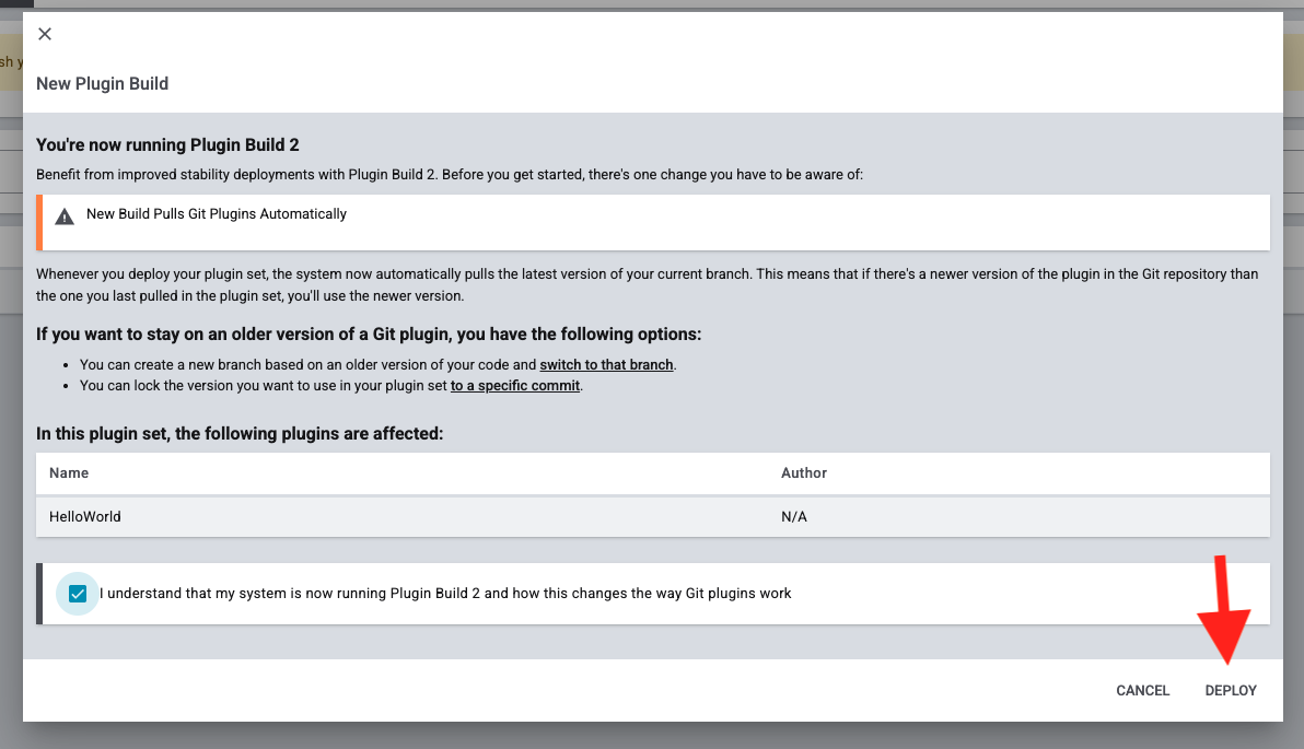 approve deploy plugin